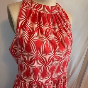 Retrolicious Red and White Sleeveless Halter Dress